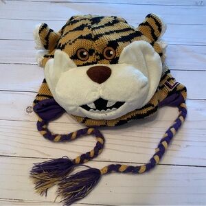ZOOZATSZ Mike the Tiger LSU mascot knit tassel beanie hat.